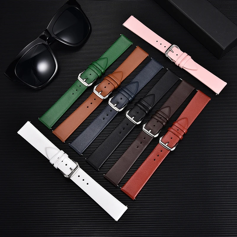 Ultra-thin Calfskin Genuine Leather Watchbands Unisex Bracelet Watch Accessories Replacement Straps 8/10/12/14/16/18/20/22mm