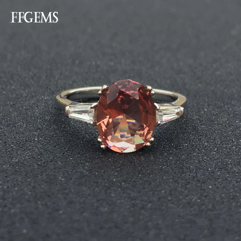 

Женское кольцо с зултанитом FFGems, элегантное кольцо из стерлингового серебра 925 пробы с изменяющимся цветом овальной формы, вечерние ювелирные украшения в подарочной коробке 10*8 мм