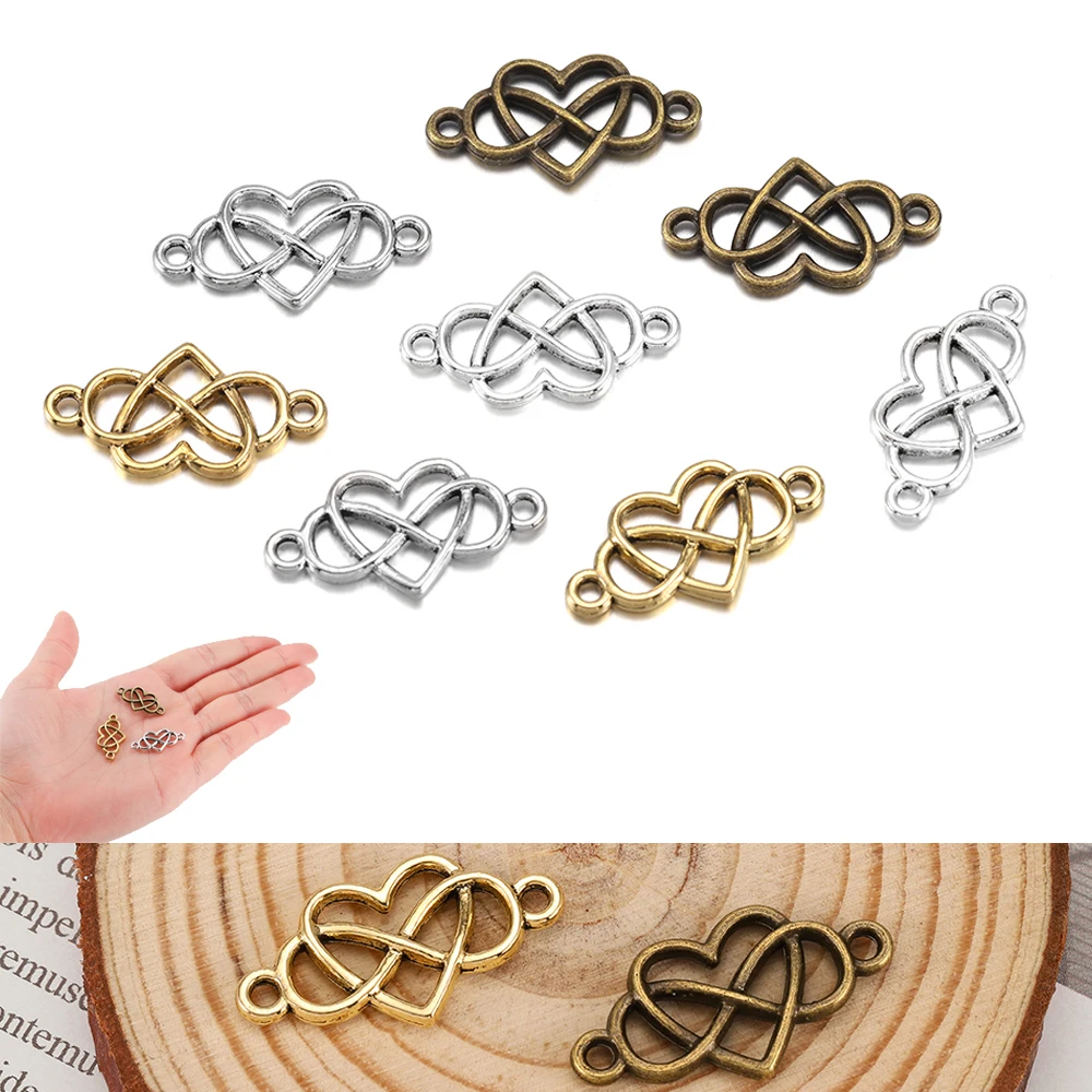 20Pcs/Lot 13x25mm Celtic Knot Infinity Symbol Heart Shape Charms Connector Linker Pendant For Bracelet Necklace Jewelry Making