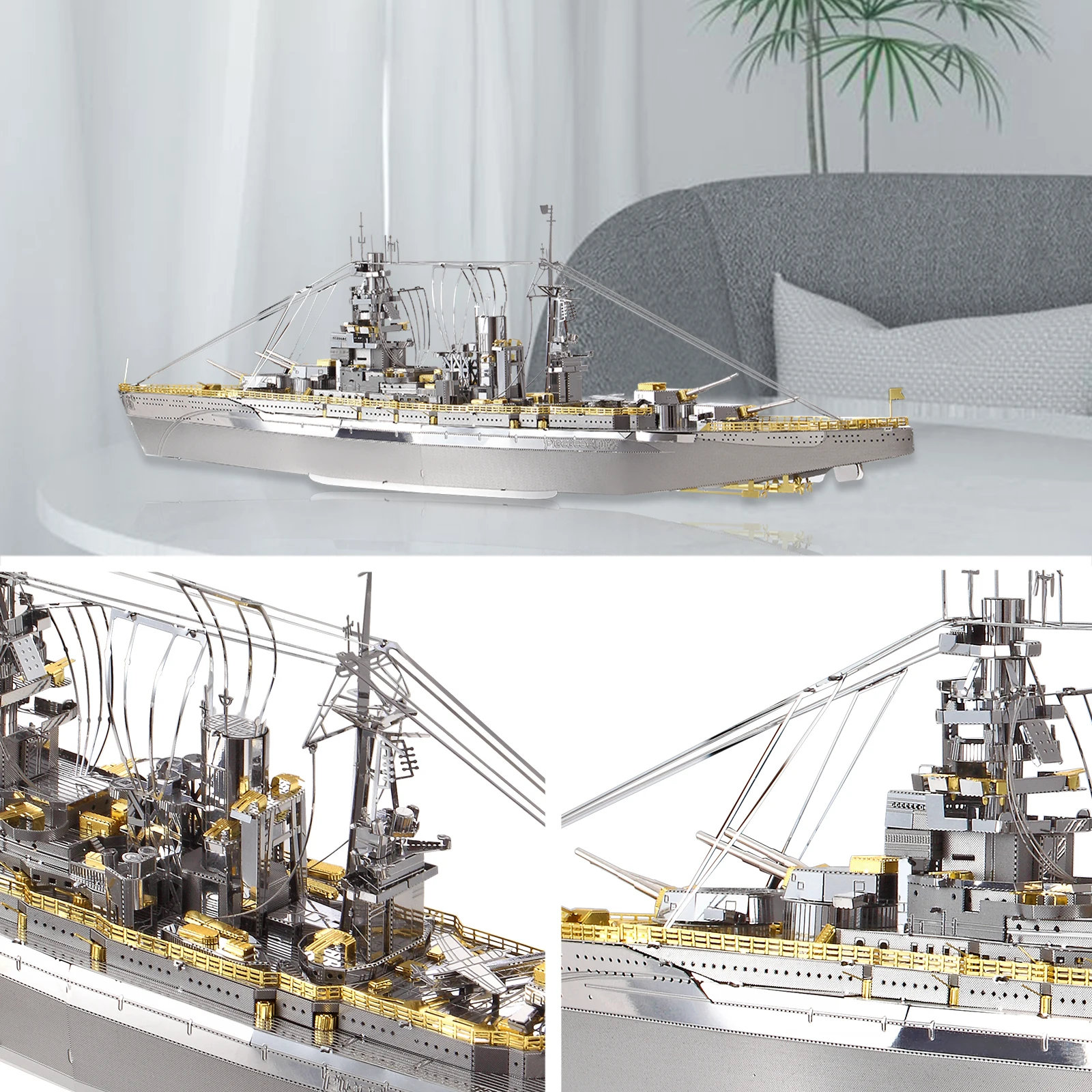 Piececool 3D Metal Puzzle Model Building Kits - Nagato Class Battleship Jigsaw Toy ,Christmas Birthday Gifts for Adults