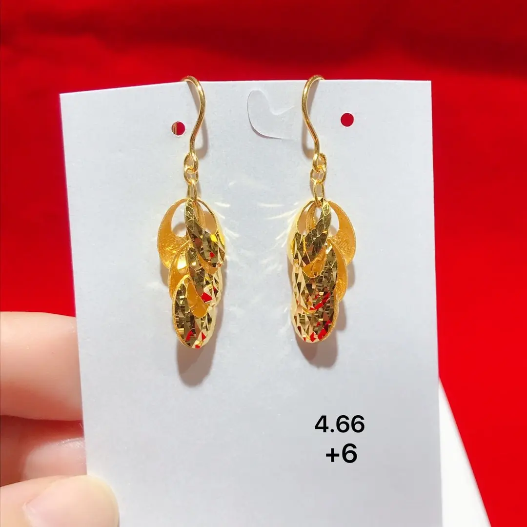 HX 24K Pure Gold Earring Real AU 999 Solid Gold Earrings Nice 3D Rose Upscale Trendy Classic  Fine Jewelry Hot Sell New 2023