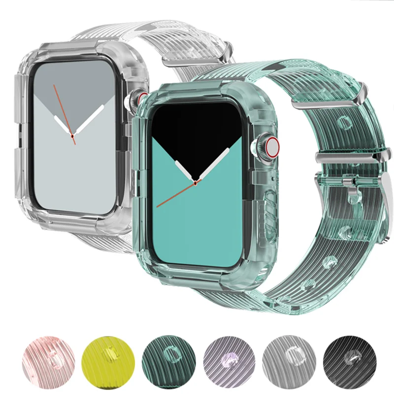 

Silicone transparent strap for apple watch Band 5 4 3Strap 44mm 40mm 42mm 38mm sport for iwatch series 5 4 watchband Replacement