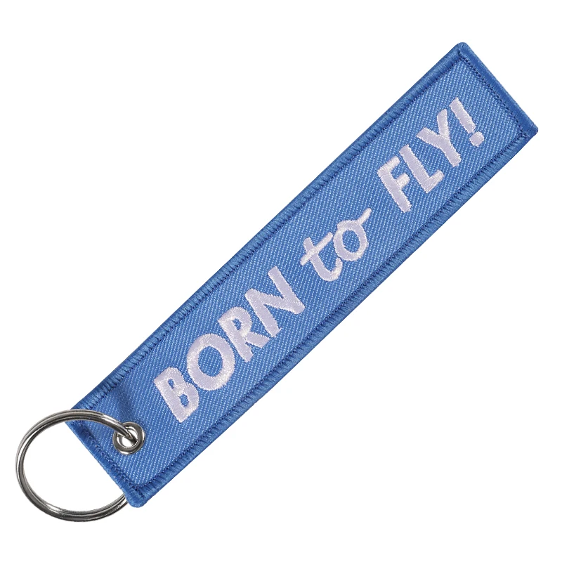 New Fashion Car Key Keychain Jewelry Embroidery BORN TO FLY Key Ring Chain for Aviation Gifts Luggage Tags Key Chians Trinket