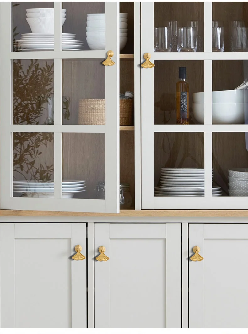 YUTOKO Gold Blatt 1 Stück Messing Griffe Möbel Cabint Zieht Luxus Schrank Kommode Schrank Schrank Schublade Zieht Knöpfe DLS01 – Detail 3