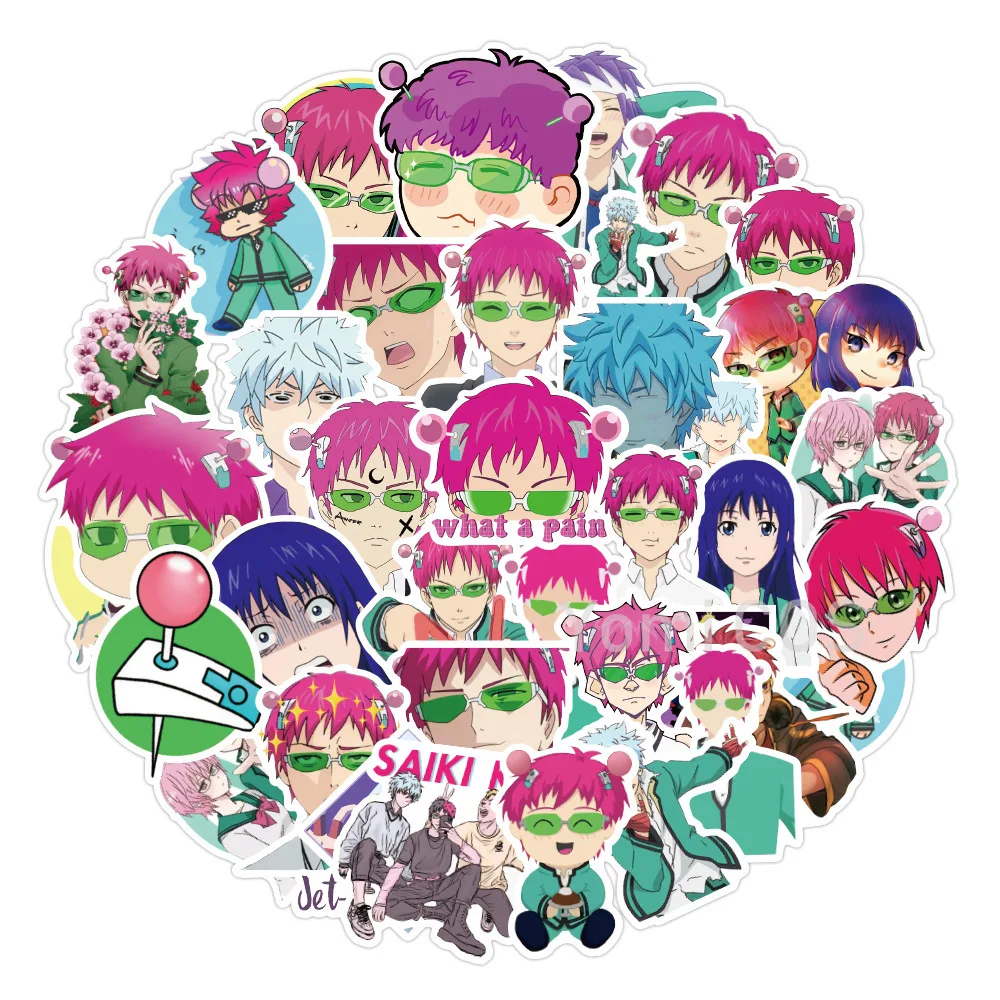 10/30/50Pcs Saiki Kusuo Stickers Anime The Disastrous Life of Saiki Kusuo Guitar Laptop Phone Fridge Motorcycle Car Cute