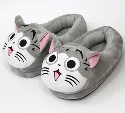 Full Covered Cartoon Cat Slippers Warm Winter Slides Soft Plush Doll Indoor Cute Anime Bedroom Shoes For Man Woman Home Use