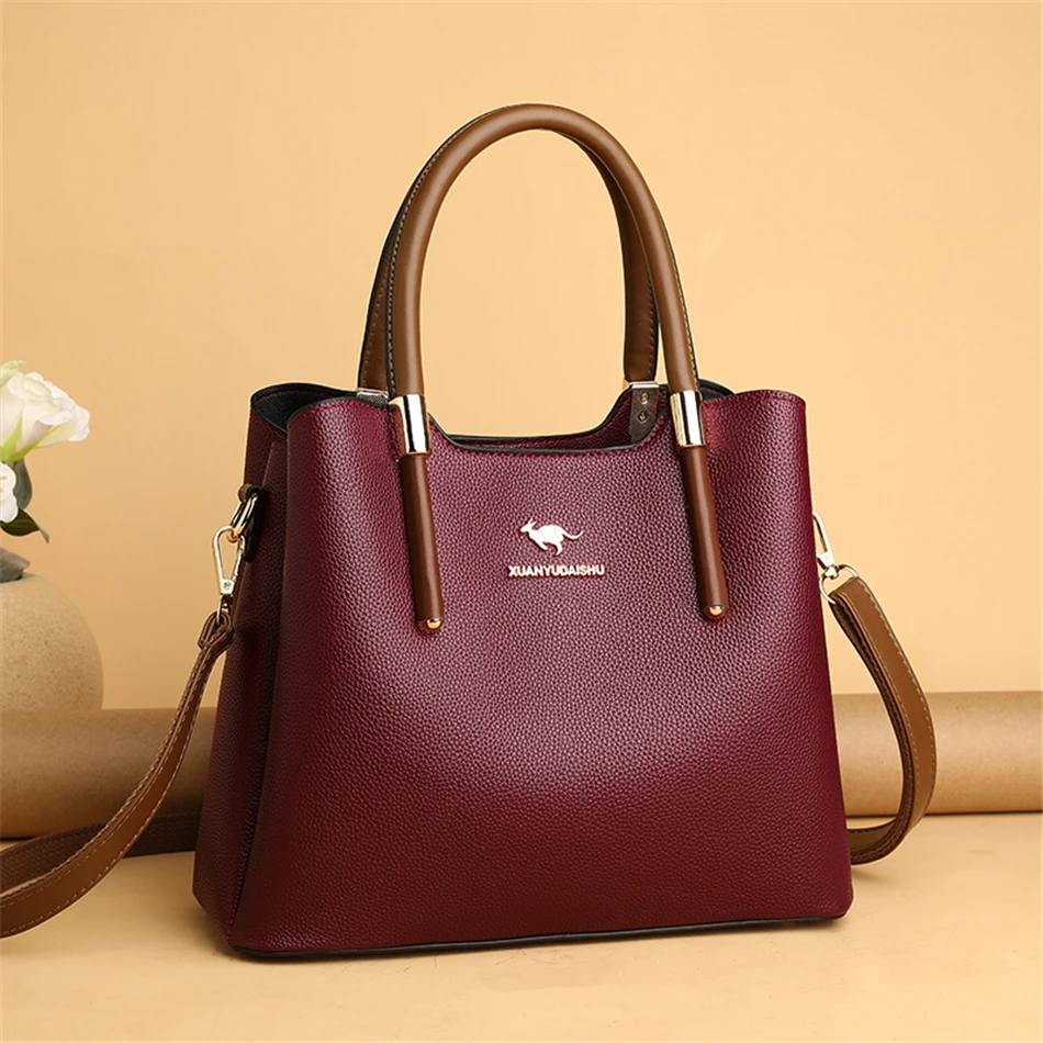 Leather Casual Crossbody Bags for Women 2024 Ladies Luxury Designer Tote Handbag Top-Handle High Quality Shoulder Bag Sac A Main