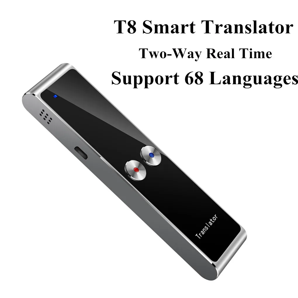 T8 Portable Mini Wireless Smart Translator 68 Multi-Languages Two-Way Real Time Translator for Learn Travel Business Meeting