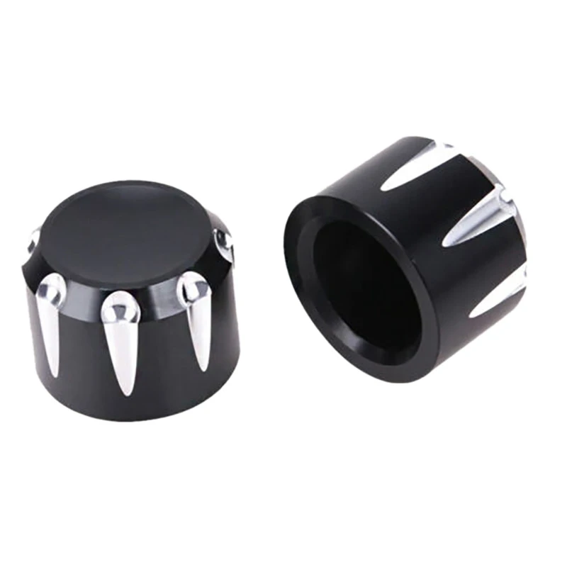 Black CNC Cut Front Axle Cap Nut Cover for  Electra Glide Sportster Dyna