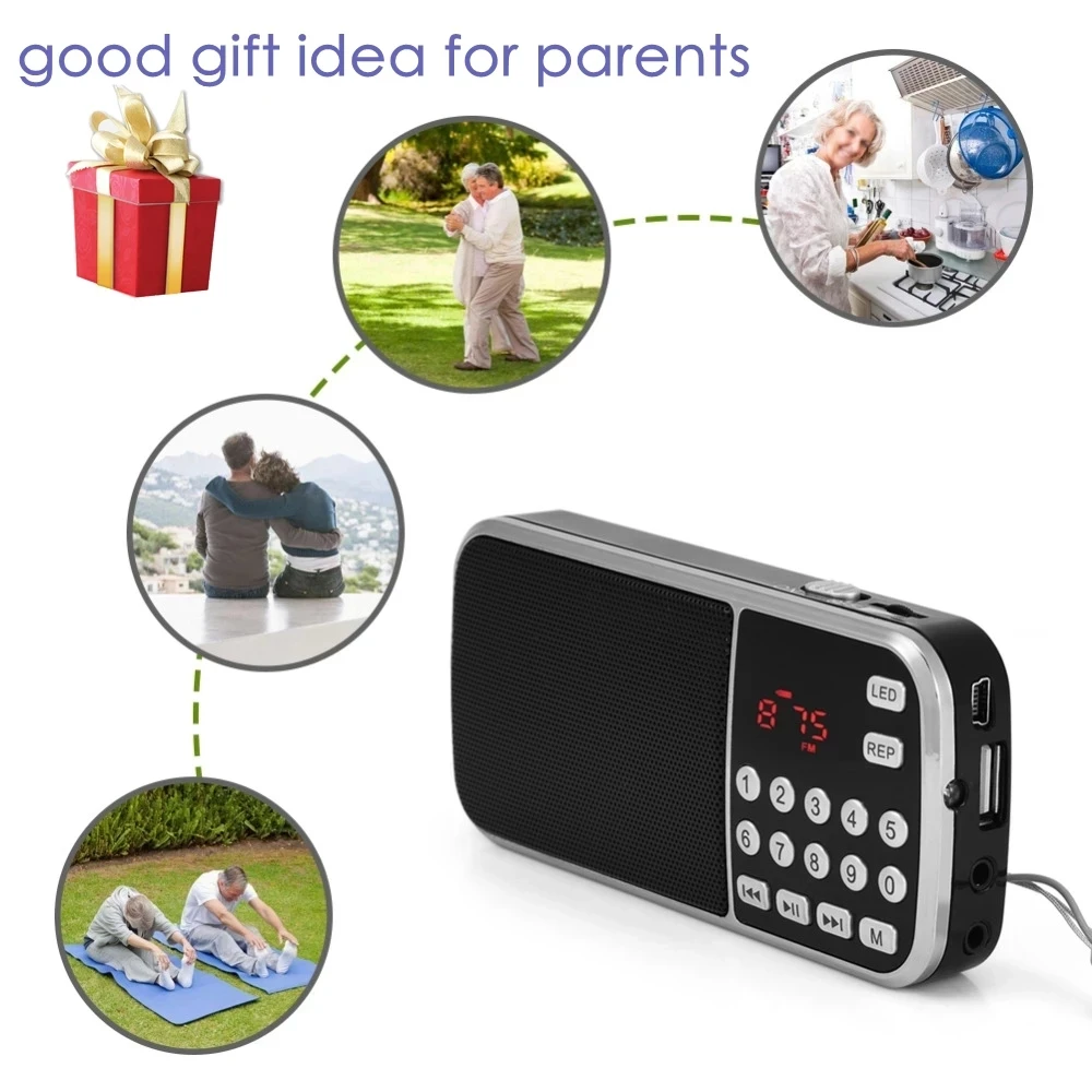 Portable Mini FM Speaker Support Flashlight TF Card USB AUX Outdoor Loudspeaker Music Player Sound Box For Friend Parent Gift