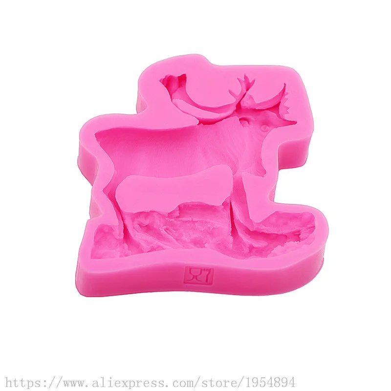 Reindeer Silicone Mold Fondant Chocolate Candy Polymer  Christmas Deer Cupcake Topper Sugar Cake Decorations,Silicone Deer Mold