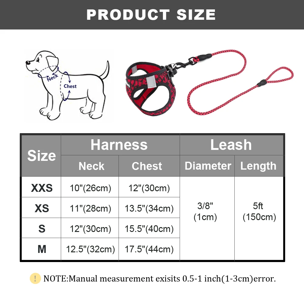 Breathable Cat Harness and Leash Set Reflective Mesh Pet Puppy Harness Vest Lead Leahes Chihuahua Harness For Small Dogs Cat