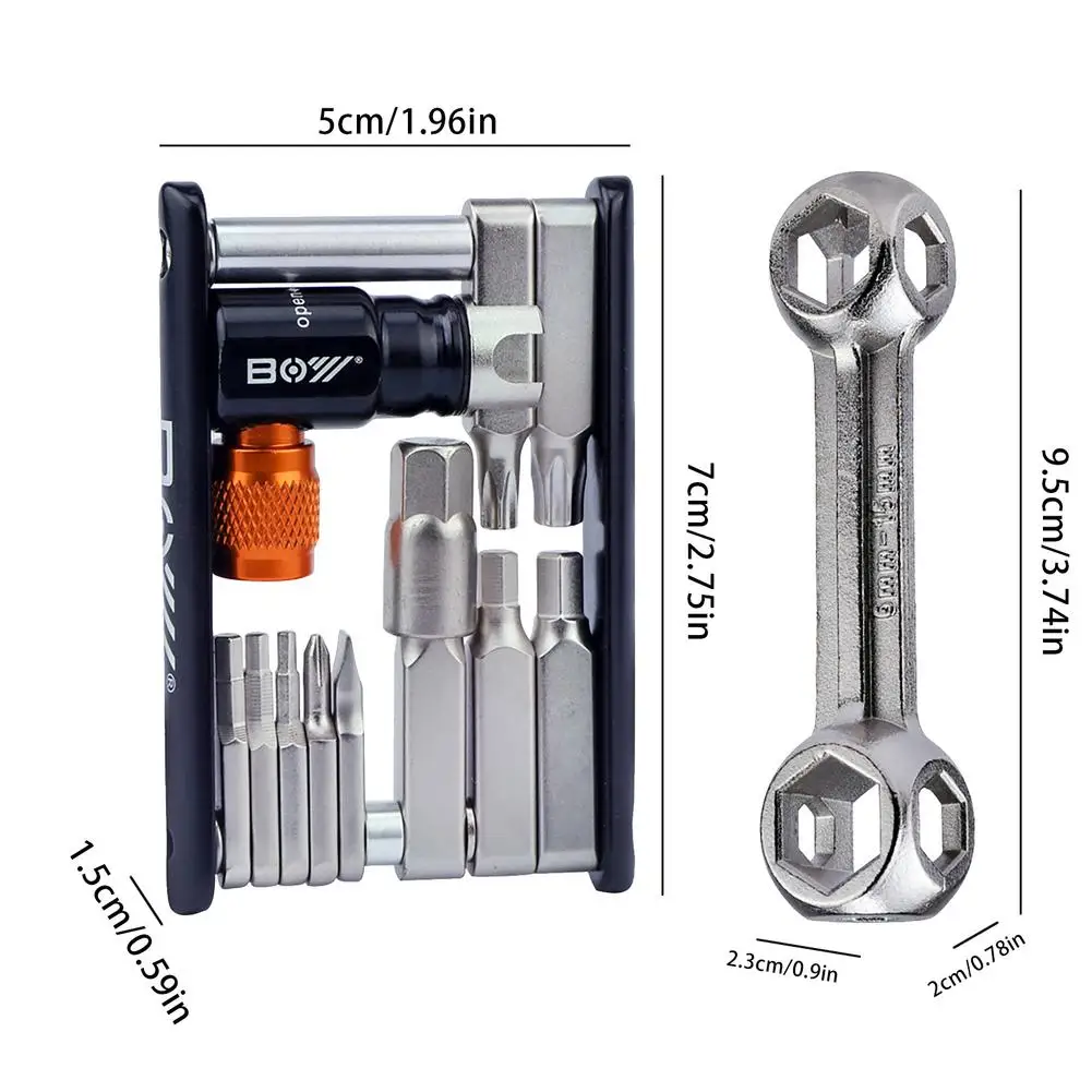 Multi Function Cycling Bike Repair Tools Sets MTB Tools Kits Foldable Hex Wrench Bike Screwdriver Tool With Co2 Iator Nozzle