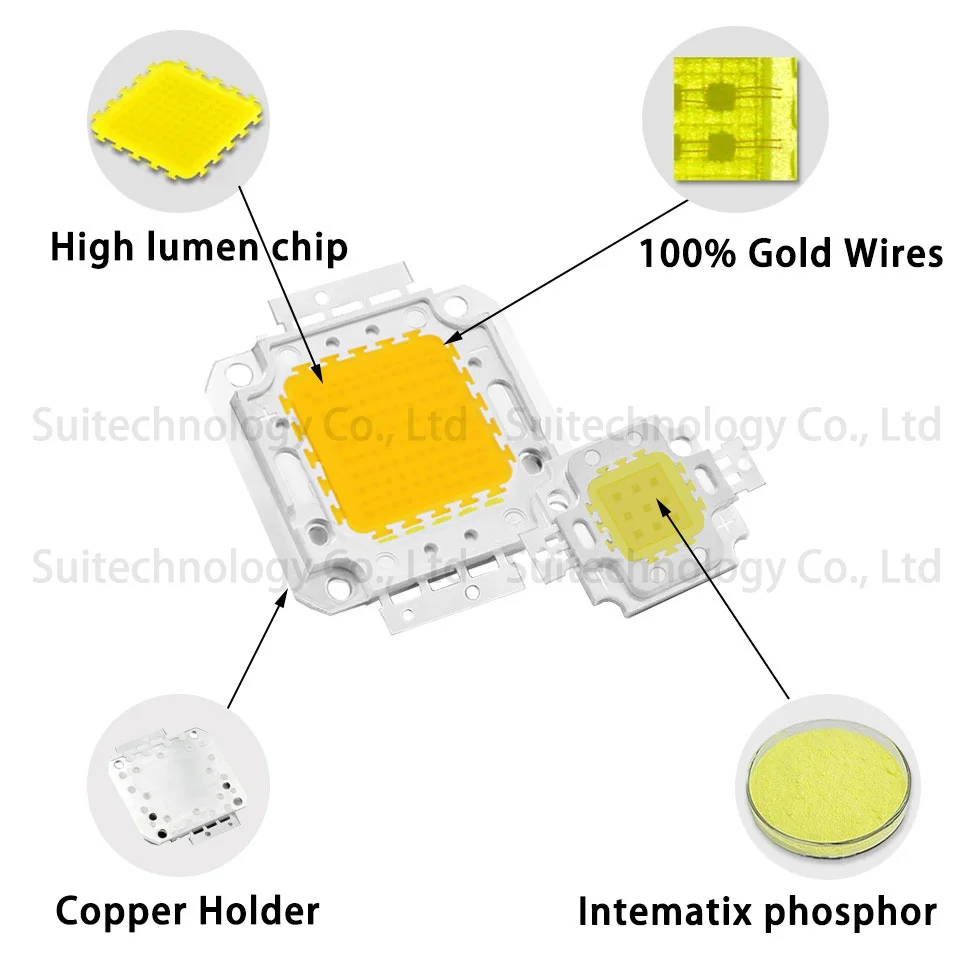 Freddo bianco caldo 10W 20W 30W 50W 100W LED Chip Light Matrix COB integrato LED lampada perline fai da te per proiettore faretto lampadina