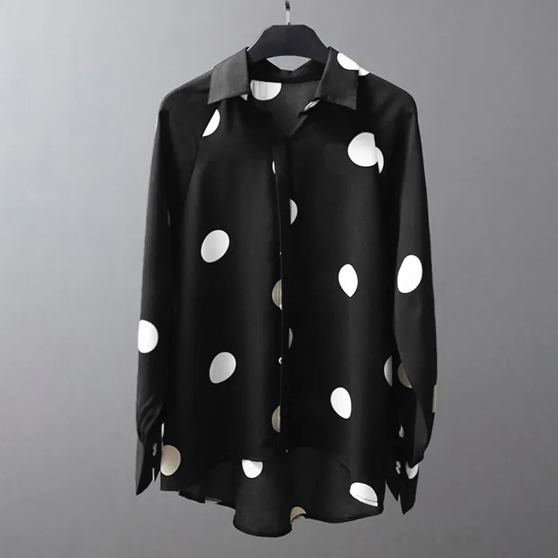 Women Autumn Long Sleeve Polka Dot Printed Blouse ZANZEA Elegant Lapel Neck Buttons Blusas Casual Tops Fashion OL Work Shirt