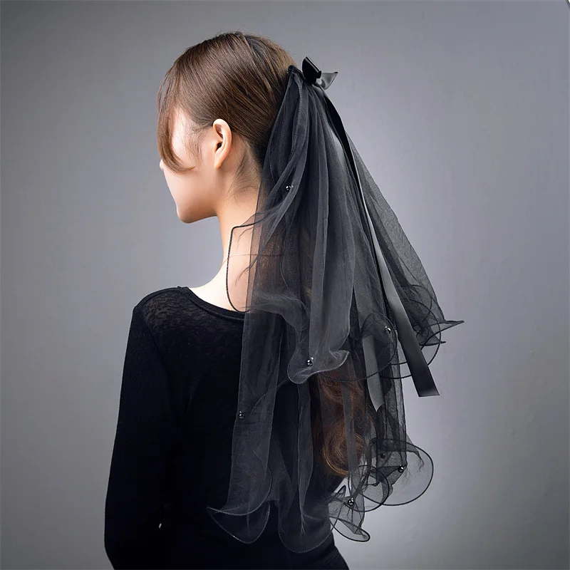 New Arrival Two Layers Wedding veils Black veil brides Wedding accessories With Bow Casamento Matrimonio Bridal veil