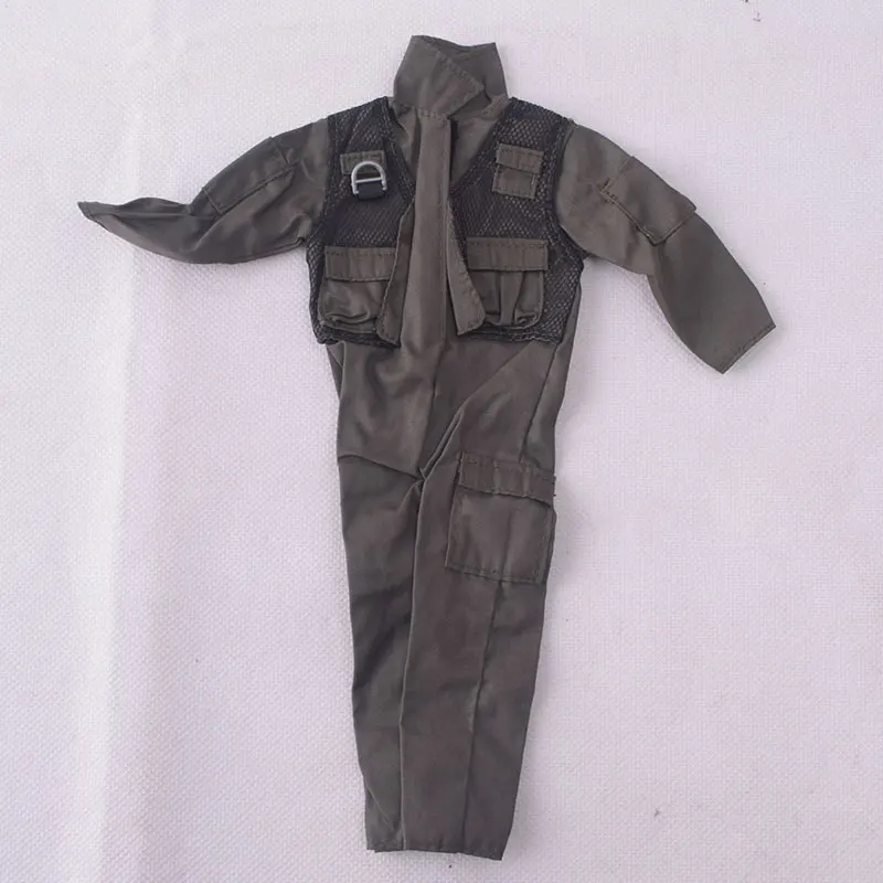 1/6 Scale Male Clothes Accessory Velon F14/F15 Pilot Uniform Dark Green Jumpsuit For 12