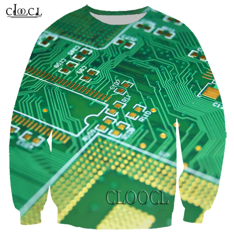 HX 2021  Men Women 3D Print Hip Hop Popular Electronic Chip Fashion Sweatshirt Unisex Hipster Casual Sportswear Pullover Tops