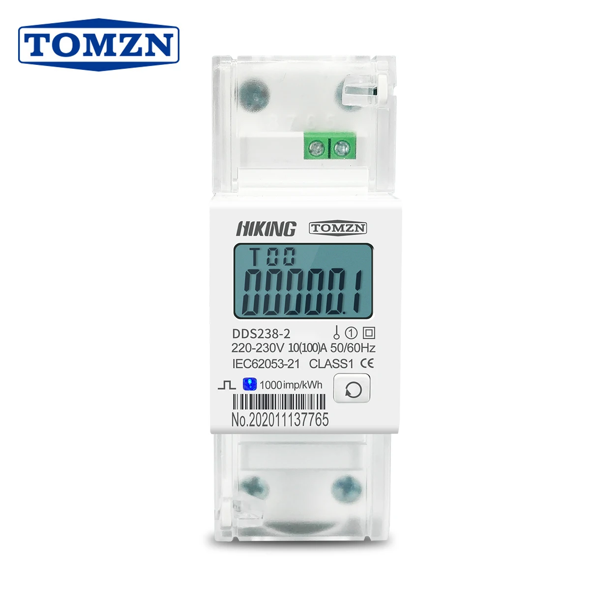 

10(100)A 220V 230V 50HZ 60HZ 100A bi-directional Single phase active energy import export kwh Din rail Watt hour energy meter