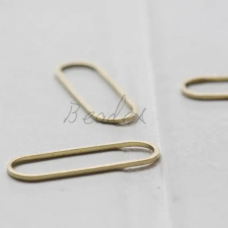 DIY Supply-Solid Brass Finding Cut Rectangle Ring - No Hole - Link - Connector 25x8x1mm (3459C)