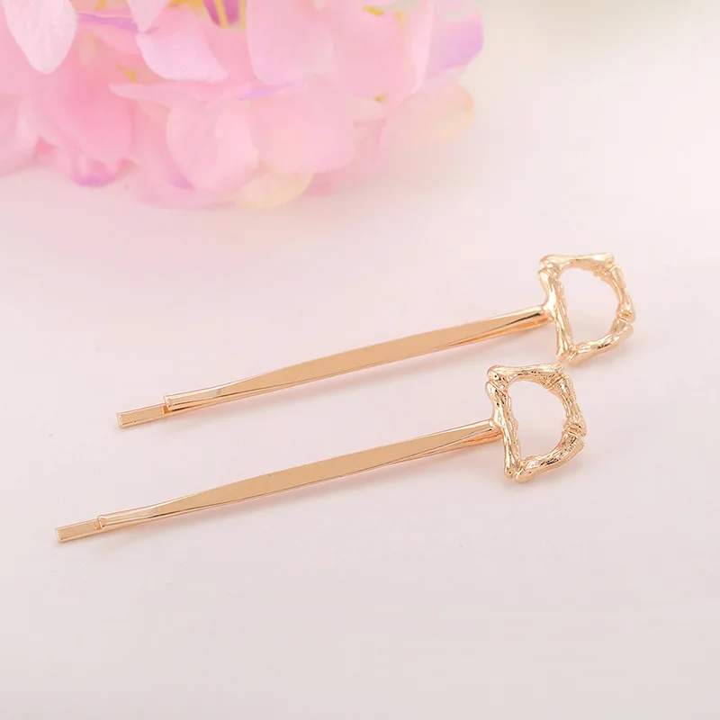 2021 New fashion Simple European American all-match golden letter folder clip Barrettes DIY hair accessories Headwear jewelry image 4