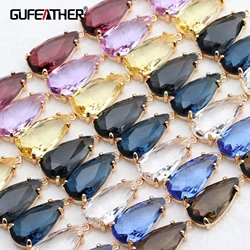 GUFEATHER M556,Crystal gemstone,jewelry accessories,Metal frame,hand made,charm,jewelry making,diy earrings pendant,10pcs/lot