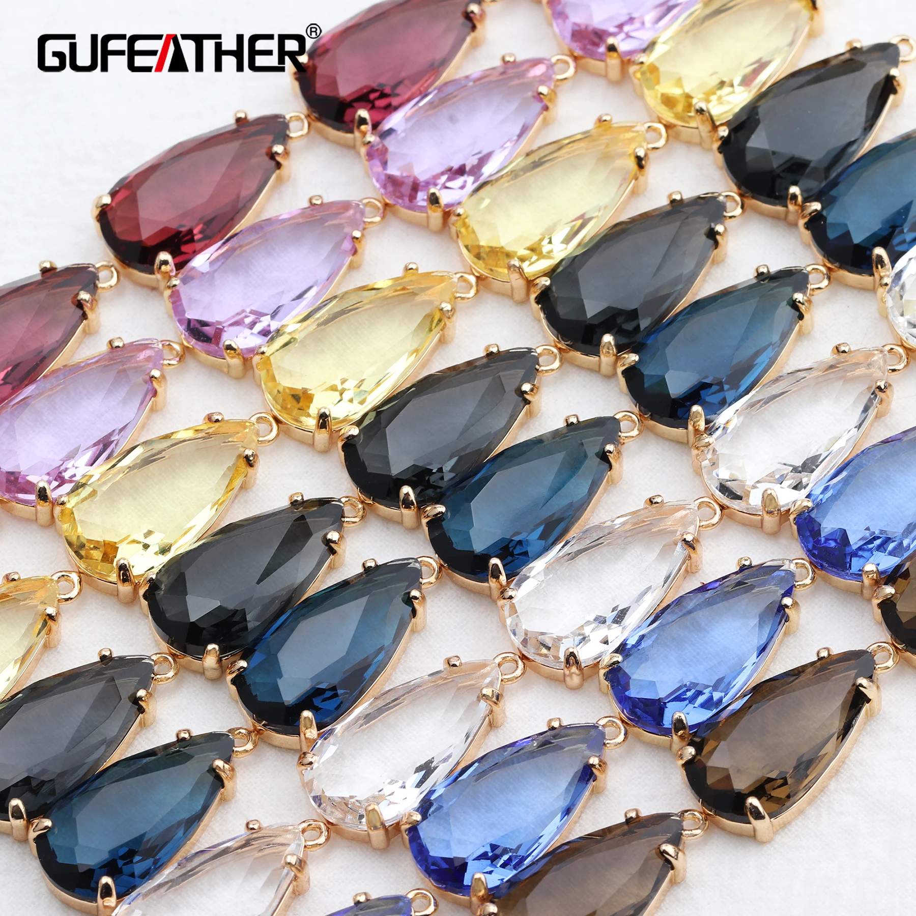 GUFEATHER M556,Crystal gemstone,jewelry accessories,Metal frame,hand made,charm,jewelry making,diy earrings pendant,10pcs/lot