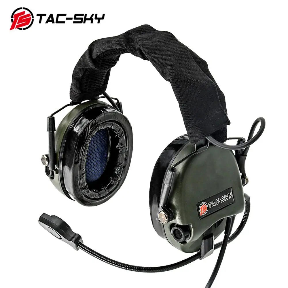 TAC-SKY Tactical Headset TEA Hi-Threat Tier 1 Silicone Earmuffs Electronic Noise Cancelling Pickup Hunting Shooting Headphones