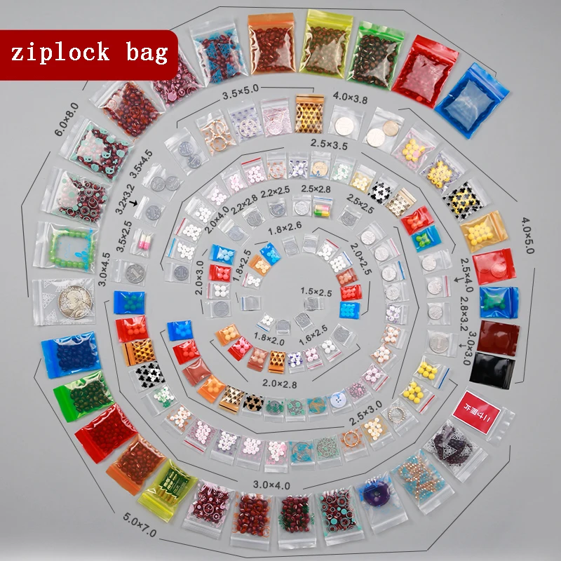 Clear Plastic Mini Cute Ziplock Jewelry Bags Small More Thicker Crystal Packing Pouches Reusable Powder Zipper Lock Sack 100pcs