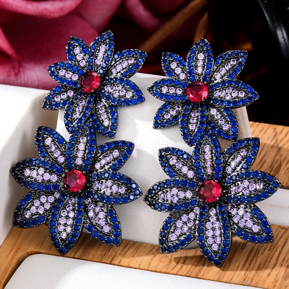 

Missvikki High Quality Trendy Big Flowers Earrings Fashion Nigerian Indian Style For Women Daily Life Professional Lady Jewelry