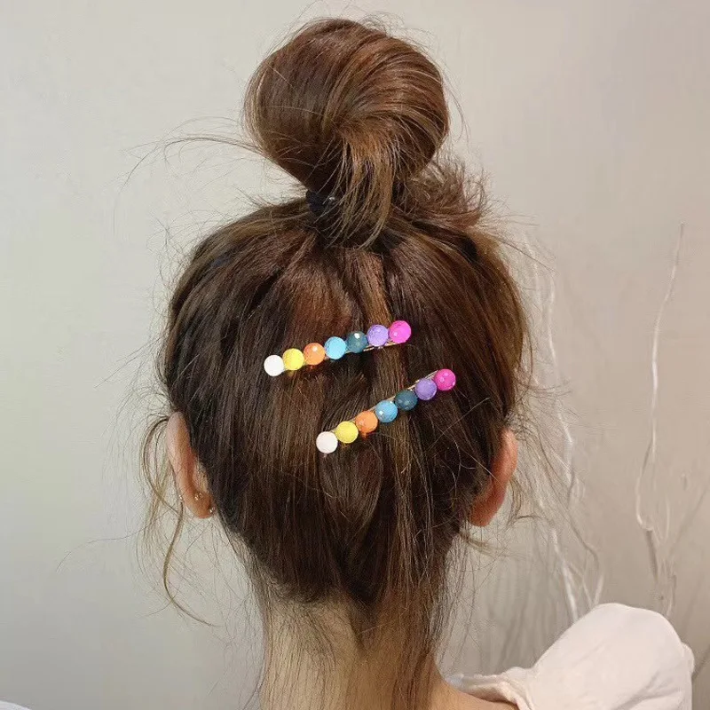 Pinces à cheveux colorées en forme de sucreries coréennes pour femmes, accessoires pour cheveux, griffes en soie, arc-en-ciel, 2020