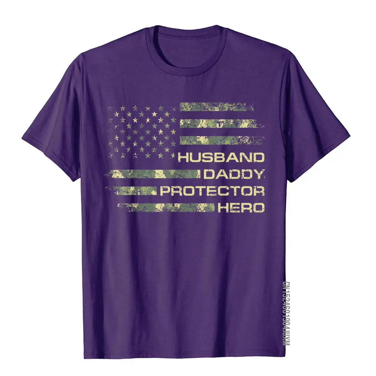 Mens Husband Daddy Protector Hero Shirt Fathers Day Flag Gift Tee T-Shirt Crazy T Shirt For Men Cotton Tops Shirts Gift Newest