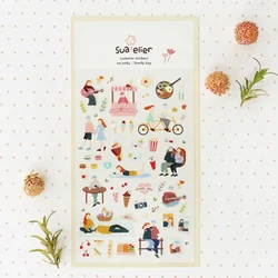 Suatelier Lovely Day Journaling Sticker Korean Scrapbooking Supplies Planner Decor Music Festival Guitar Girl Foods Stickers