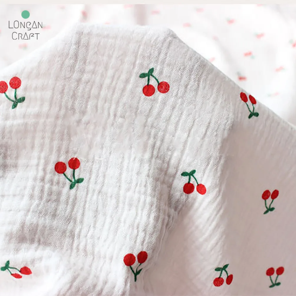 Longan Craft Supplies Fabric Drape Cotton Linen Double Gauze Crepe Baby Clothes Fabric Ladies Skirt Sleepwear Fabrics