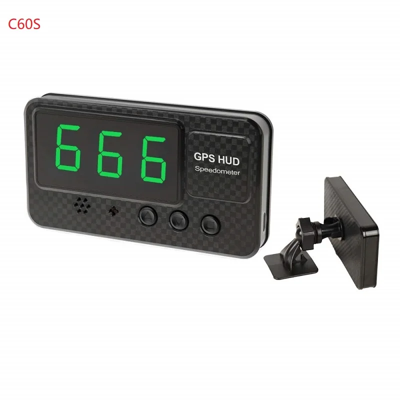 Universal GPS Head Up Display Speedometer Odometer Digital Speed Display MPH Over Speed Alarm Clock for All Vehicles C60S