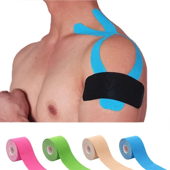 Kinesiologie-Tape, 5 cm, 5 m, elastisches Kinesio-Tape, elastisches Klebeband, Muskelschmerzlinderung, sportliche Erholung, Knieschützer für Fitnessstudio, Fitness, Bandage