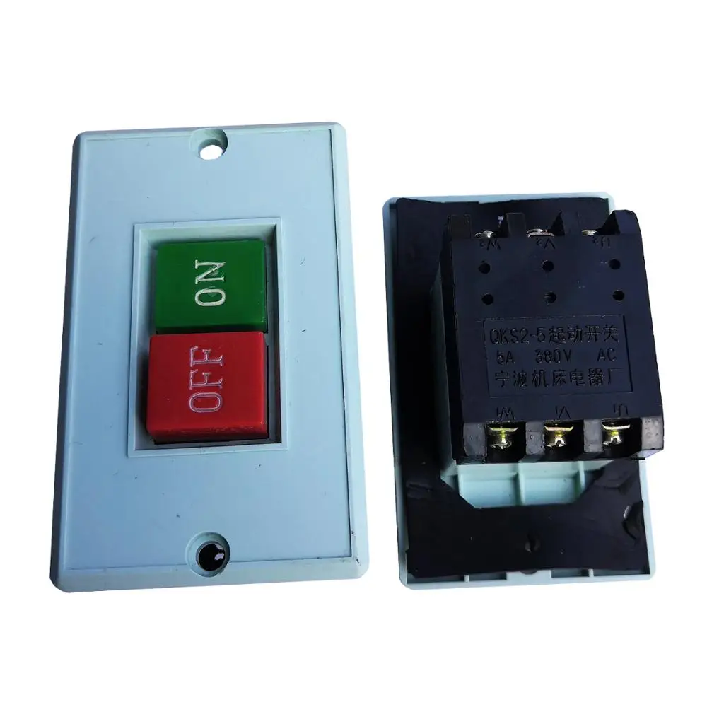 K8 QKS2-5 Power On Off Rocker Switch 380V 5A Bench Drill Control Starter Pushbutton Switch Large Panel