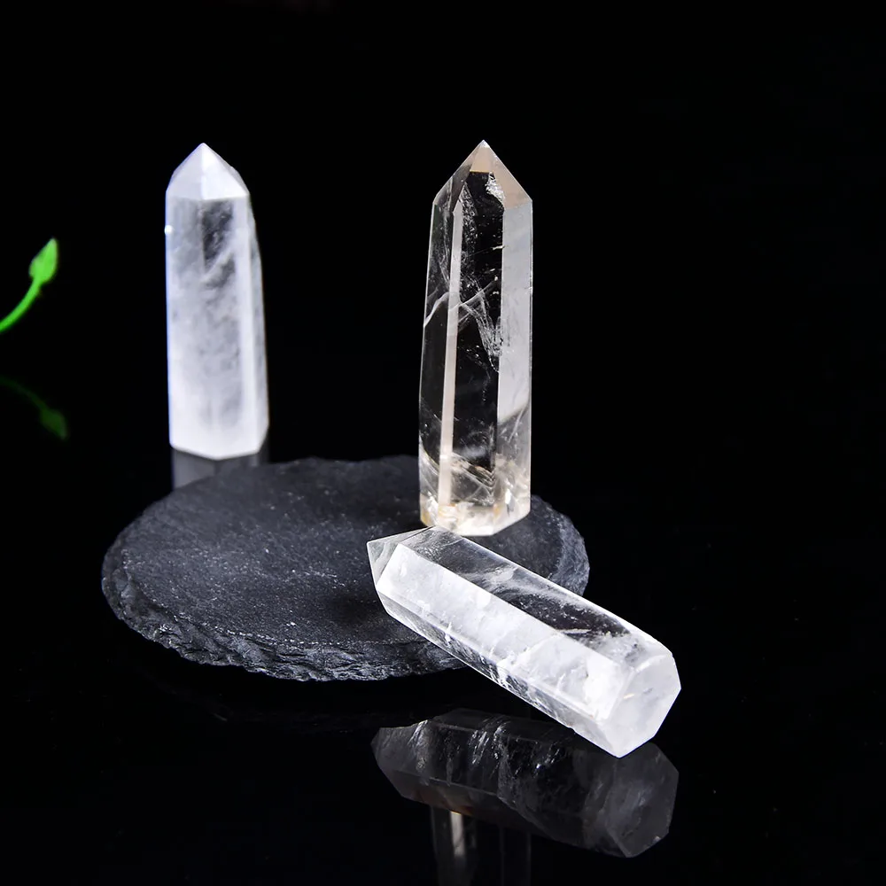 Natural Crystal Clear Quartz Transparency Quartz Point Healing Stone Hexagonal Prisms 50-80mm Obelisk Wand Stone Home Decor 1PC