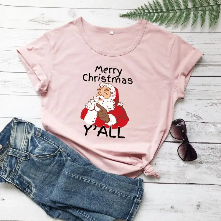 

Women Grunge Tumblr Cotton Casual T Shirt Holiday Gift Hipster Young Street Style Tee Merry Christmas Funny Cute Graphic