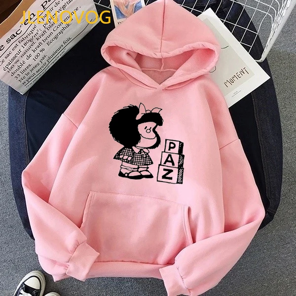 Damen Hoodie Cartoon PAZ Mafalda Oder QUIERO Cafe Gedruckt Damen Grafik Sweatshirt Harajuku Lustige Hoody Bluse Top Drop Shipping