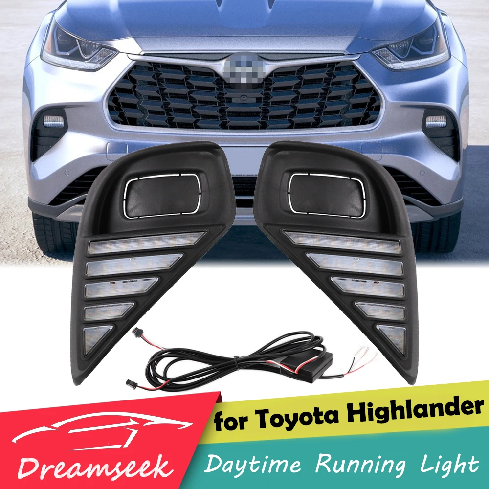 

LED DRL Day Light for Toyota Highlander XU70 2020 2021 Daytime Running Light Mustang Style w/ Dynamic Sequential Turn Signal