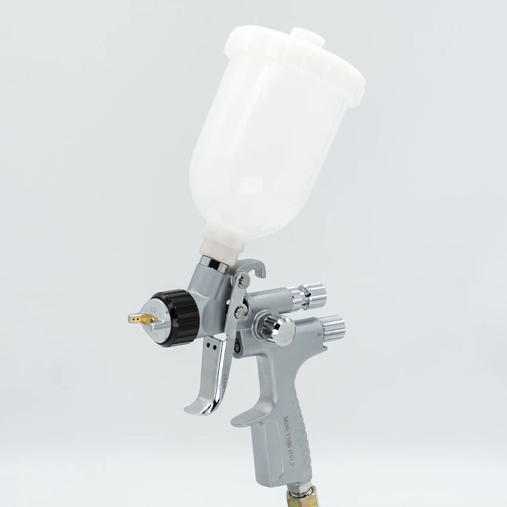 Imagem -02 - Mini Pistola de Pintura para Aerógrafo de Carro 1.0 mm Bocal Hvlp Profissional 250ml Copo Aerógrafo para Pintura Pneumático