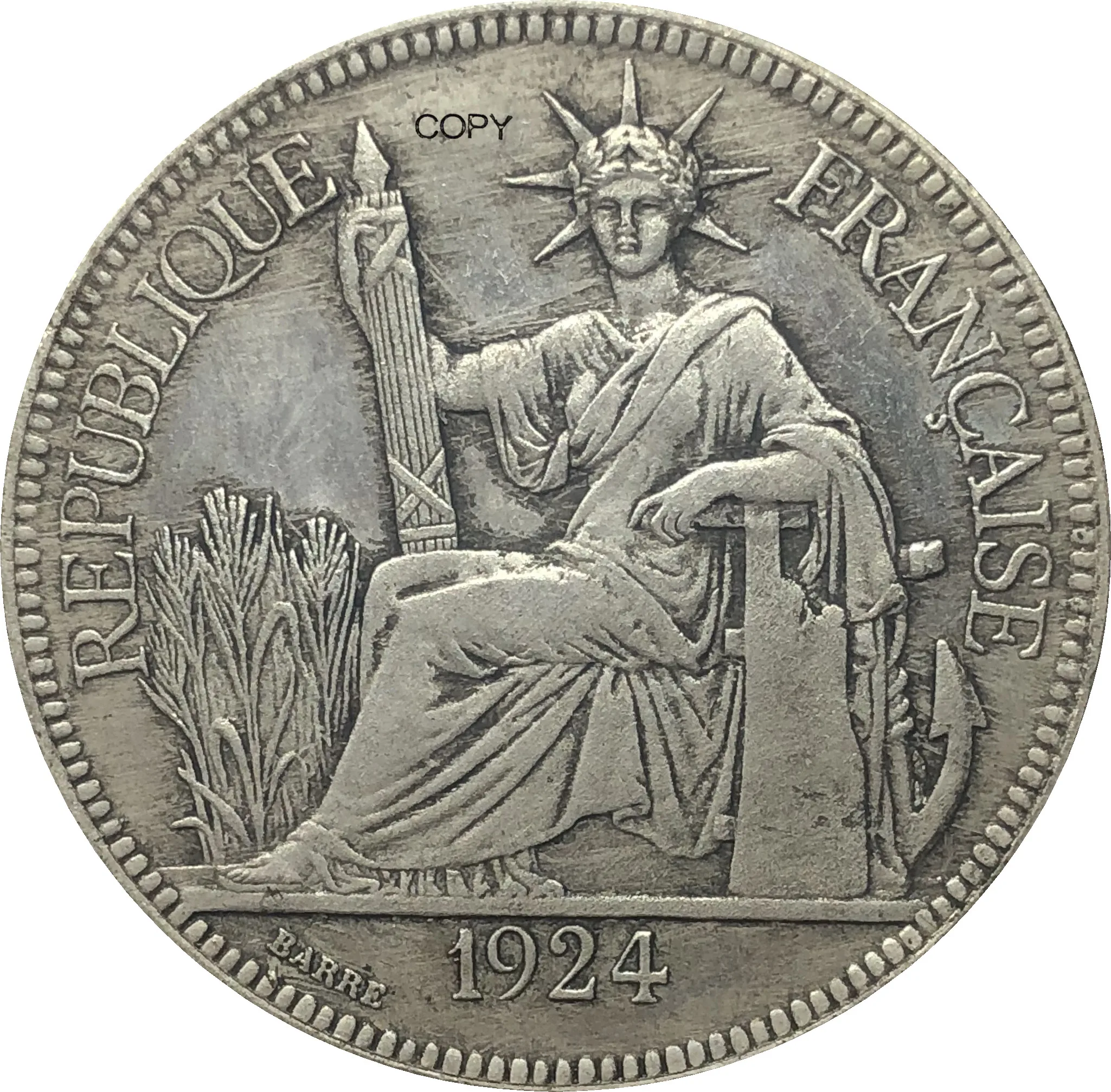 Монеты с посеребрением, французский Индокитай 1924 A 1, пиастровая коммерция