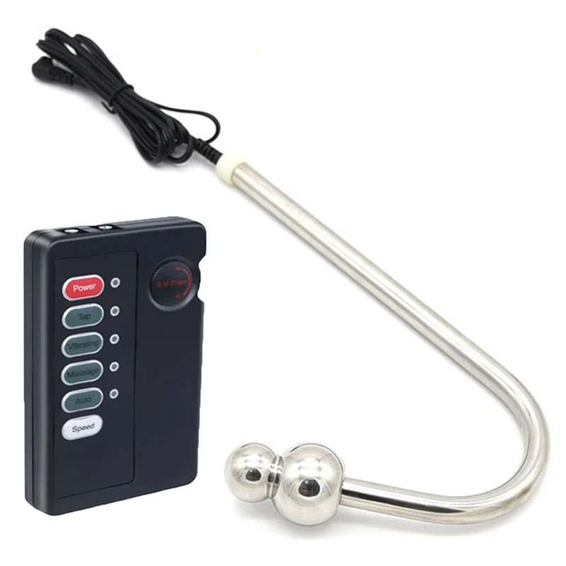Electric Shock Anal Hook Bi-Polar Stainless Steel Butt Plug Vagina Hook Electro Stimulation Masturbation Adult Game SM Sex Toy
