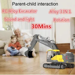 Large 61CM 17CH Alloy Remote Control Excavator Backhoe Truck Model 2.4G 30MINS Sond Light RC Truck 3-Type Engineer Vehicle Moel