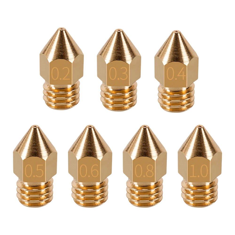 MK7 MK8 Nozzle 0.4mm 0.3mm 0.2mm 0.5mm Copper 3D Printer Parts Extruder Threaded 1.75mm 3.0mm Filament Head Brass Nozzles