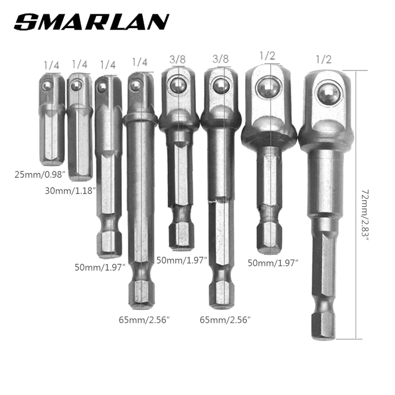 SMARLAN 8 sztuk na zestaw rękaw korbowód gniazdo głowicy Adapter udarowe wiertło z uchwytem sześciokątnym bity zestaw prętów 1/4 "3/8" 1/2 "bity mocy