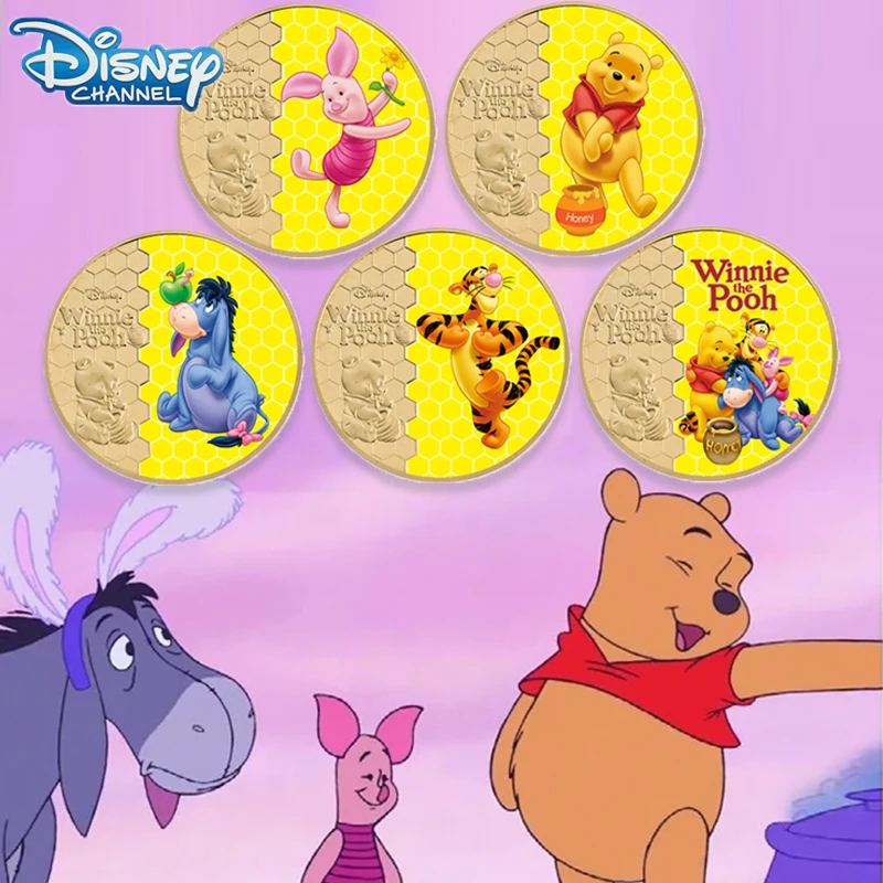 Disney Pooh Winnie Piglet Commemorative Coins Movie Character Tigger Eeyore Lucky Coins Collection Coin Crafts Children's Gifts