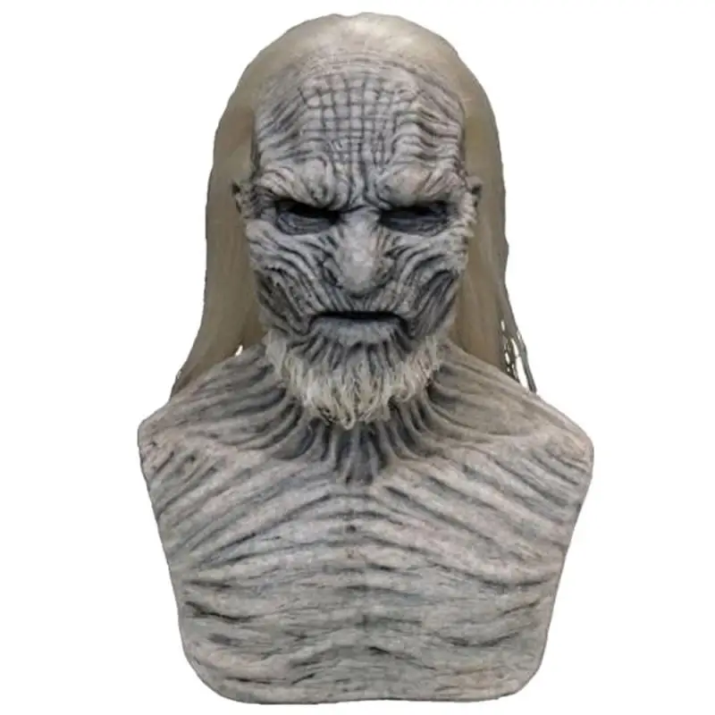 

White Hair Night King Mask Halloween Realistic Scary Cosplay Costume Latex Party Mask