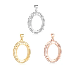 925 Sterling Silver Blank Pendant Cabochon Setting Tray Women Jewelry Handmade Necklace fit 8X10/10X12/12X16/13X18mm Oval Stone